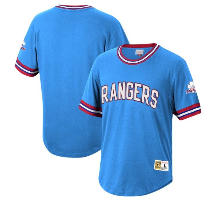 Texas Rangers Stitches Cooperstown Collection Wordmark V-Neck Jersey - White