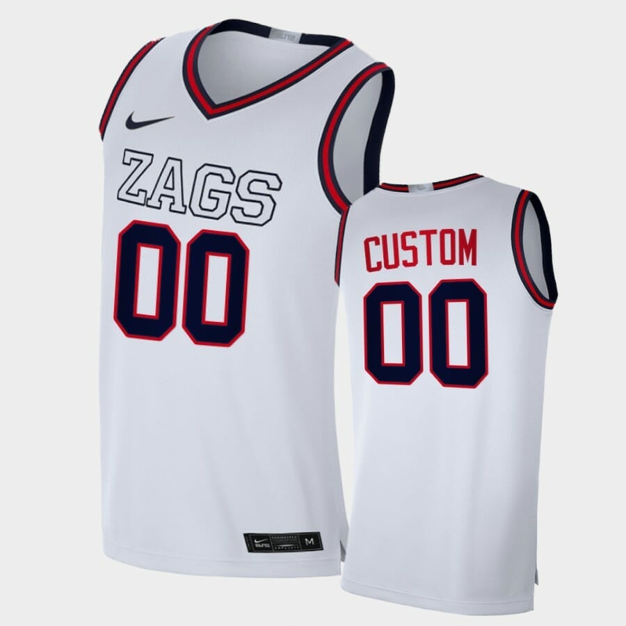 Custom College Basketball Jerseys Gonzaga Bulldogs Jersey Name and Number 2021 March Madness Final Four White WCC