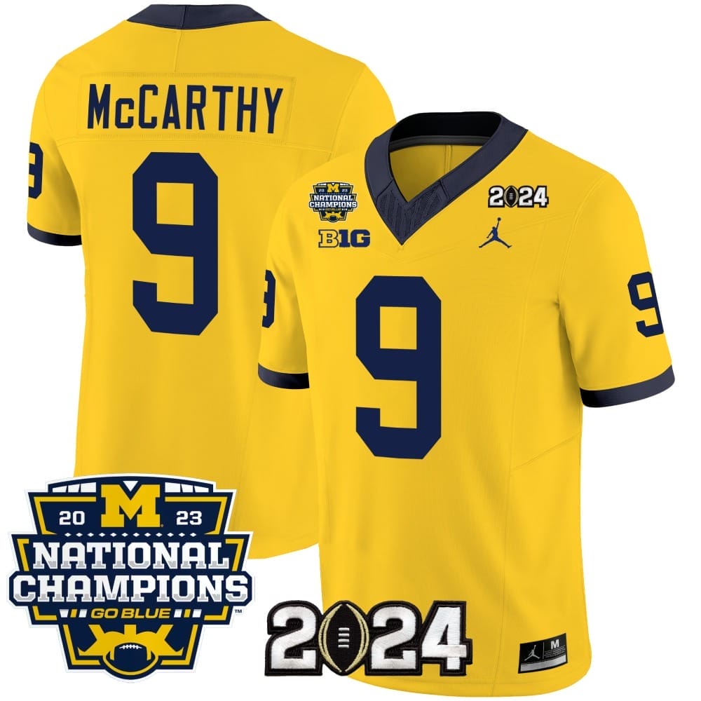 [Hot] New JJ McCarthy Jersey 2024 National Champions Maize